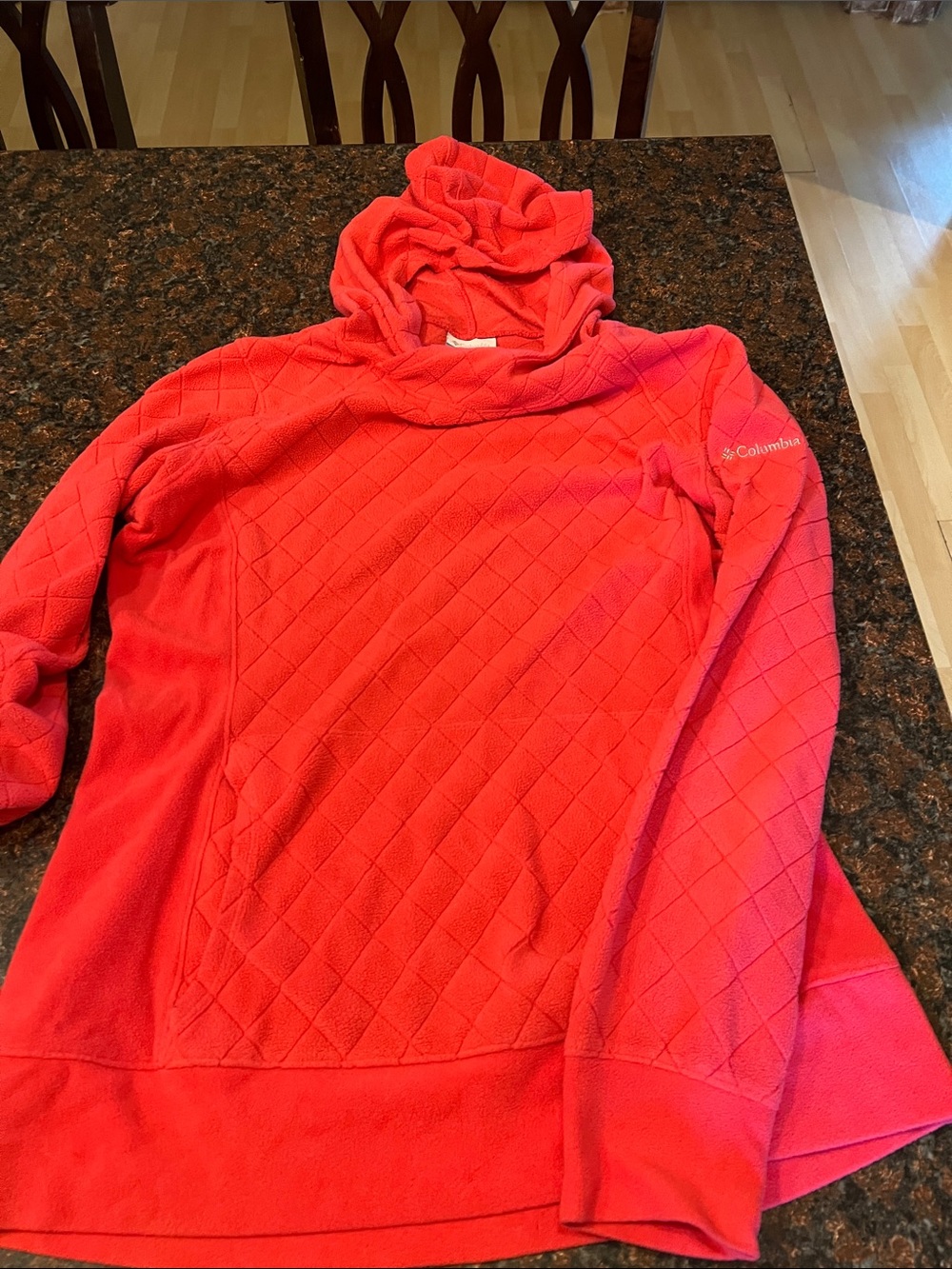 Columbia Women's Coral Red Quilted Cowl Neck Fleece